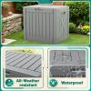 imageDevoko 30 Gallon Resin Deck Box Outdoor Indoor Waterproof Storage Box for Patio Furniture Pool Accessories Storage for Cushion Garden Tools 30 Gallon BrownGray