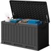 imageDevoko 30 Gallon Resin Deck Box Outdoor Indoor Waterproof Storage Box for Patio Furniture Pool Accessories Storage for Cushion Garden Tools 30 Gallon BrownBlack