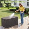 imageDevoko 30 Gallon Resin Deck Box Outdoor Indoor Waterproof Storage Box for Patio Furniture Pool Accessories Storage for Cushion Garden Tools 30 Gallon BrownBrown