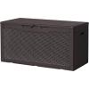 imageDevoko 30 Gallon Resin Deck Box Outdoor Indoor Waterproof Storage Box for Patio Furniture Pool Accessories Storage for Cushion Garden Tools 30 Gallon BrownDeep Brown