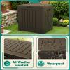 imageDevoko 30 Gallon Resin Deck Box Outdoor Indoor Waterproof Storage Box for Patio Furniture Pool Accessories Storage for Cushion Garden Tools 30 Gallon BrownDeep Brown