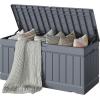 imageDevoko 30 Gallon Resin Deck Box Outdoor Indoor Waterproof Storage Box for Patio Furniture Pool Accessories Storage for Cushion Garden Tools 30 Gallon BrownGrey