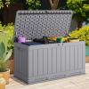 imageDevoko 30 Gallon Resin Deck Box Outdoor Indoor Waterproof Storage Box for Patio Furniture Pool Accessories Storage for Cushion Garden Tools 30 Gallon BrownGray