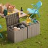 imageDevoko 30 Gallon Resin Deck Box Outdoor Indoor Waterproof Storage Box for Patio Furniture Pool Accessories Storage for Cushion Garden Tools 30 Gallon BrownLight Brown