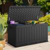 imageDevoko 30 Gallon Resin Deck Box Outdoor Indoor Waterproof Storage Box for Patio Furniture Pool Accessories Storage for Cushion Garden Tools 30 Gallon BrownBlack