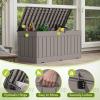 imageDevoko 30 Gallon Resin Deck Box Outdoor Indoor Waterproof Storage Box for Patio Furniture Pool Accessories Storage for Cushion Garden Tools 30 Gallon BrownLight Brown