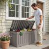 imageDevoko 30 Gallon Resin Deck Box Outdoor Indoor Waterproof Storage Box for Patio Furniture Pool Accessories Storage for Cushion Garden Tools 30 Gallon BrownLight Brown