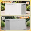 imageDevoko 30 Gallon Resin Deck Box Outdoor Indoor Waterproof Storage Box for Patio Furniture Pool Accessories Storage for Cushion Garden Tools 30 Gallon BrownWhite