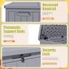 imageDevoko 30 Gallon Resin Deck Box Outdoor Indoor Waterproof Storage Box for Patio Furniture Pool Accessories Storage for Cushion Garden Tools 30 Gallon BrownGray