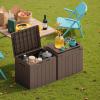 imageDevoko 30 Gallon Resin Deck Box Outdoor Indoor Waterproof Storage Box for Patio Furniture Pool Accessories Storage for Cushion Garden Tools 30 Gallon BrownBrown