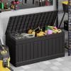 imageDevoko 30 Gallon Resin Deck Box Outdoor Indoor Waterproof Storage Box for Patio Furniture Pool Accessories Storage for Cushion Garden Tools 30 Gallon BrownBlack