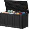 imageDevoko 30 Gallon Resin Deck Box Outdoor Indoor Waterproof Storage Box for Patio Furniture Pool Accessories Storage for Cushion Garden Tools 30 Gallon BrownBlack