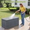 imageDevoko 30 Gallon Resin Deck Box Outdoor Indoor Waterproof Storage Box for Patio Furniture Pool Accessories Storage for Cushion Garden Tools 30 Gallon BrownGrey