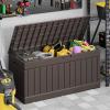 imageDevoko 30 Gallon Resin Deck Box Outdoor Indoor Waterproof Storage Box for Patio Furniture Pool Accessories Storage for Cushion Garden Tools 30 Gallon BrownBrown
