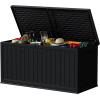 imageDevoko 30 Gallon Resin Deck Box Outdoor Indoor Waterproof Storage Box for Patio Furniture Pool Accessories Storage for Cushion Garden Tools 30 Gallon BrownBlack