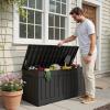 imageDevoko 30 Gallon Resin Deck Box Outdoor Indoor Waterproof Storage Box for Patio Furniture Pool Accessories Storage for Cushion Garden Tools 30 Gallon BrownBlack