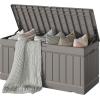 imageDevoko 30 Gallon Resin Deck Box Outdoor Indoor Waterproof Storage Box for Patio Furniture Pool Accessories Storage for Cushion Garden Tools 30 Gallon BrownLight Brown