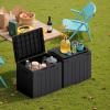 imageDevoko 30 Gallon Resin Deck Box Outdoor Indoor Waterproof Storage Box for Patio Furniture Pool Accessories Storage for Cushion Garden Tools 30 Gallon BrownBlack