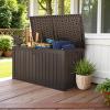 imageDevoko 30 Gallon Resin Deck Box Outdoor Indoor Waterproof Storage Box for Patio Furniture Pool Accessories Storage for Cushion Garden Tools 30 Gallon BrownBrown