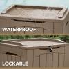 imageDevoko 30 Gallon Resin Deck Box Outdoor Indoor Waterproof Storage Box for Patio Furniture Pool Accessories Storage for Cushion Garden Tools 30 Gallon BrownLight Brown
