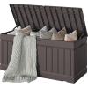 imageDevoko 30 Gallon Resin Deck Box Outdoor Indoor Waterproof Storage Box for Patio Furniture Pool Accessories Storage for Cushion Garden Tools 30 Gallon BrownBrown
