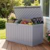imageDevoko 30 Gallon Resin Deck Box Outdoor Indoor Waterproof Storage Box for Patio Furniture Pool Accessories Storage for Cushion Garden Tools 30 Gallon BrownGrey