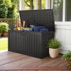 imageDevoko 30 Gallon Resin Deck Box Outdoor Indoor Waterproof Storage Box for Patio Furniture Pool Accessories Storage for Cushion Garden Tools 30 Gallon BrownBlack