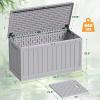 imageDevoko 30 Gallon Resin Deck Box Outdoor Indoor Waterproof Storage Box for Patio Furniture Pool Accessories Storage for Cushion Garden Tools 30 Gallon BrownGrey