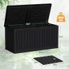 imageDevoko 30 Gallon Resin Deck Box Outdoor Indoor Waterproof Storage Box for Patio Furniture Pool Accessories Storage for Cushion Garden Tools 30 Gallon BrownBlack