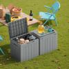imageDevoko 30 Gallon Resin Deck Box Outdoor Indoor Waterproof Storage Box for Patio Furniture Pool Accessories Storage for Cushion Garden Tools 30 Gallon BrownGrey