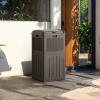imageDevoko 33 Gallon Outdoor Trash Can with Dual Lid Heavy Duty Waterproof Resin Garbage Bins Outside Hideaway Waste Bins for Patio Outside Pool Backyard and Deck 1 BlackDeep Brown