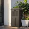 imageDevoko 33 Gallon Outdoor Trash Can with Dual Lid Heavy Duty Waterproof Resin Garbage Bins Outside Hideaway Waste Bins for Patio Outside Pool Backyard and Deck 1 BlackDeep Brown