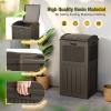 imageDevoko 33 Gallon Outdoor Trash Can with Dual Lid Heavy Duty Waterproof Resin Garbage Bins Outside Hideaway Waste Bins for Patio Outside Pool Backyard and Deck 1 BlackDeep Brown