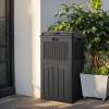 imageDevoko 33 Gallon Outdoor Trash Can with Dual Lid Heavy Duty Waterproof Resin Garbage Bins Outside Hideaway Waste Bins for Patio Outside Pool Backyard and Deck 1 BlackGray