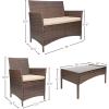 imageDevoko 4 Pieces Outdoor Patio Furniture Set PE Rattan Wicker Chairs Balcony Lawn Porch Patio Furniture Sets with Beige Cushion and Table Brown