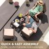 imageDevoko 4 Pieces Outdoor Patio Furniture Set PE Rattan Wicker Chairs Balcony Lawn Porch Patio Furniture Sets with Beige Cushion and Table Brown