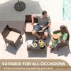 imageDevoko 4 Pieces Outdoor Patio Furniture Set PE Rattan Wicker Chairs Balcony Lawn Porch Patio Furniture Sets with Beige Cushion and Table Brown
