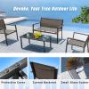 imageDevoko 4 Pieces Patio Furniture Set Outdoor Garden Patio Conversation Sets Poolside Lawn Chairs with Glass Coffee Table Porch Furniture BlackBrown