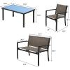 imageDevoko 4 Pieces Patio Furniture Set Outdoor Garden Patio Conversation Sets Poolside Lawn Chairs with Glass Coffee Table Porch Furniture BlackBrown