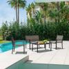 imageDevoko 4 Pieces Patio Furniture Set Outdoor Garden Patio Conversation Sets Poolside Lawn Chairs with Glass Coffee Table Porch Furniture BlackBrown