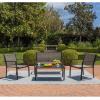 imageDevoko 4 Pieces Patio Furniture Set Outdoor Garden Patio Conversation Sets Poolside Lawn Chairs with Glass Coffee Table Porch Furniture BlackBrown