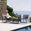 imageDevoko 4 Pieces Patio Furniture Set Outdoor Garden Patio Conversation Sets Poolside Lawn Chairs with Glass Coffee Table Porch Furniture BlackGrey