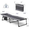 imageDevoko 4Fold Padded Portable Folding Outdoor Chaise Lounge Heavy Duty Reclining Chair with Pillow ampamp Side Pocket for Patio Beach Pool Camping Sunbathing GrayGrey