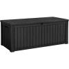 imageDevoko 85 Gallon Deck Box Lockable Resin Outdoor Storage Box waterproof Outdoor Container for Patio Furniture Cushions Pillow BrownBlack