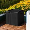imageDevoko 85 Gallon Deck Box Lockable Resin Outdoor Storage Box waterproof Outdoor Container for Patio Furniture Cushions Pillow BrownBlack