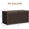 imageDevoko 85 Gallon Deck Box Lockable Resin Outdoor Storage Box waterproof Outdoor Container for Patio Furniture Cushions Pillow BrownDark Brown