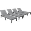 imageDevoko Outdoor Chaise Lounge Chair Set of 2 for Outside Pool Patio Adjustable Waterproof Easy Assembly Chaise Lounge Outdoor Black Set of 2Light Grey
