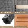 imageDevoko Outdoor Patio Dining Sets 9 Pieces Wicker Outdoor Dining Table and Chairs Set with Acacia Wood Table Top and Widened Armrests for Backyard Garden Deck BrownGrey