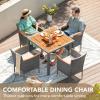 imageDevoko Outdoor Patio Dining Sets 9 Pieces Wicker Outdoor Dining Table and Chairs Set with Acacia Wood Table Top and Widened Armrests for Backyard Garden Deck BrownGrey