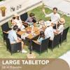 imageDevoko Outdoor Patio Dining Sets 9 Pieces Wicker Outdoor Dining Table and Chairs Set with Acacia Wood Table Top and Widened Armrests for Backyard Garden Deck BrownBlack